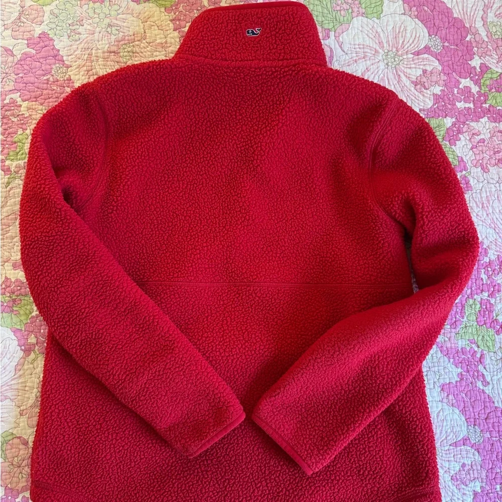 Vineyard Vines Red Teddy Fleece Pullover size S - Picture 3 of 9